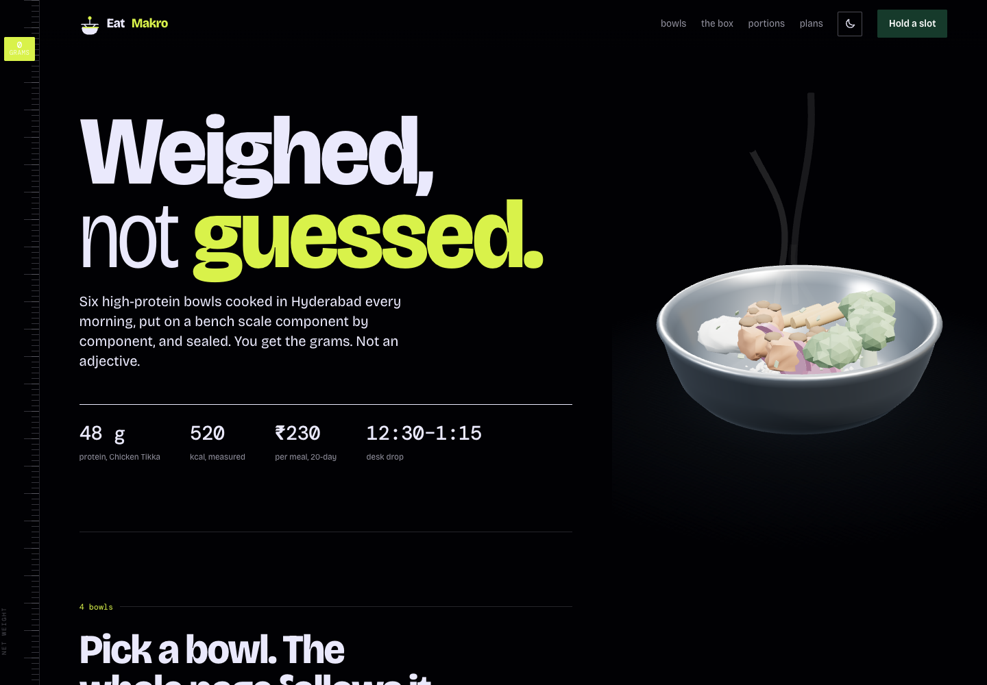 Screenshot of the EatMakro website