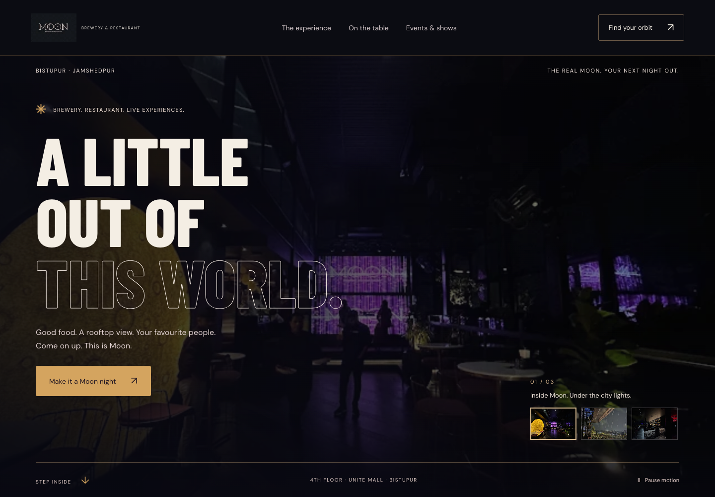 Screenshot of the Moon website